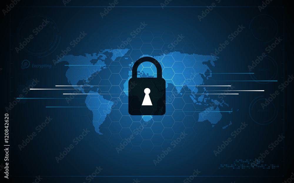 Poster abstract global world map security tech sci fi concept design background
