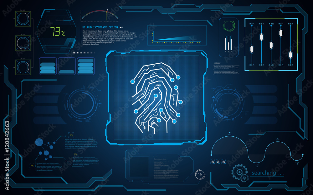 Poster ui hud interface screen security tech innovative concept background template design