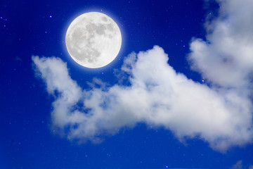 Fototapeta na wymiar Romantic night.full moon in space over stars with cloudscape bac
