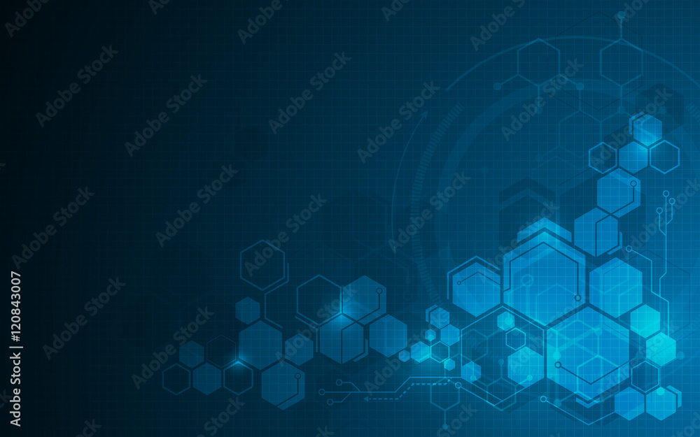 Poster abstract molecular hexagon pattern tech sci fi design concept background