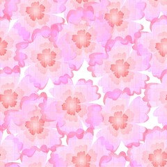 Beautiful seamless pattern with pink sakura flowers. Gentle blooming background.