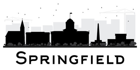 Springfield City skyline black and white silhouette. - obrazy, fototapety, plakaty