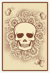Poker card with skull, vector illustration