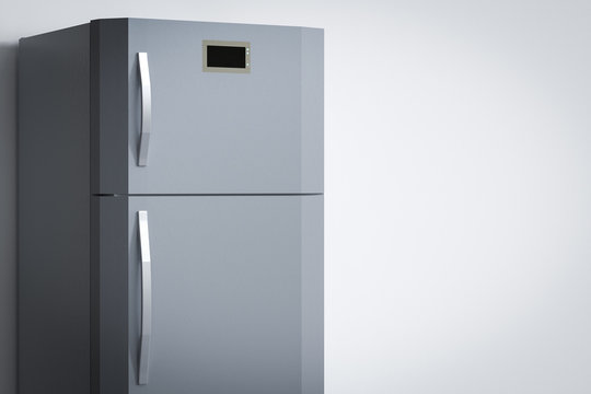 grey fridge with blank space