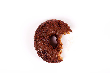Tasty chocolate doughnut on a white background