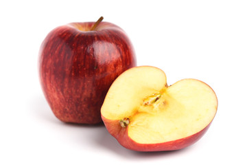 Red apple on white background
