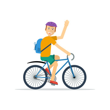 Happy man on bicycle