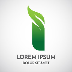 Green eco Letter I Logo Template Design