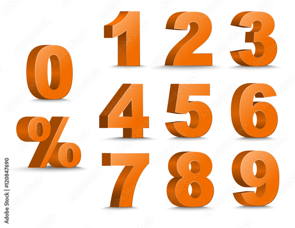 Poster set of color 3d figures and percent