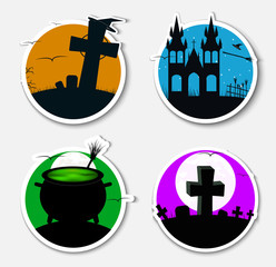 Design stickers (icons) on Halloween.