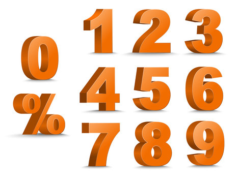 Set of color 3D figures and percent