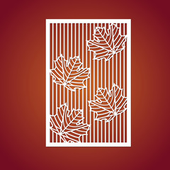 Laser cut vector panel. Cutout silhouette with botanical pattern. Filigree leaves for paper cutting. Can be used  wedding invitations, greeting cards and other types of design