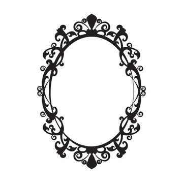 Vintage oval mirror frame - vector illustration