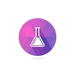 Modern Chemistry Flask or Beaker Icon with Long Shadow