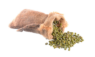 Green beans on white background