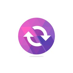 Modern Update or Refresh or Sync Vector Icon with Long Shadow