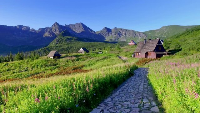Little huts in the Tatra mountains in Poland
