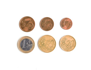 Euro coin on white backgound