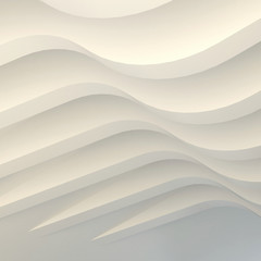 3d illustration. Three-dimensional white  composition with waves. Extruded structural curves panels in perspective. Render.