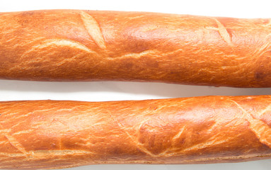 bread baguette on a white background