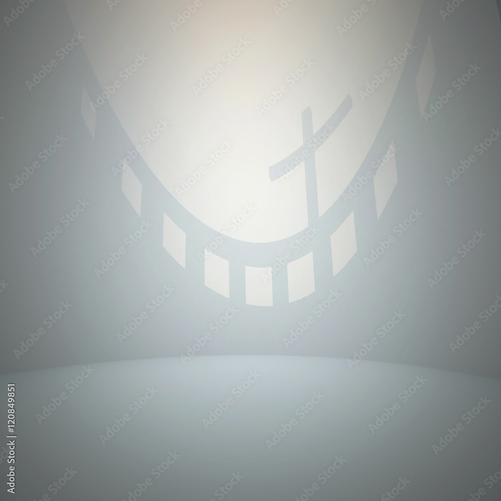 Poster 3d illustration. white architectural background based on an abstract sacral interior. a wall with a 