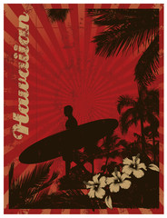 hawaiian vintage surf background