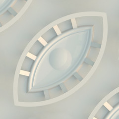 Fototapeta premium 3d illustration. White 3d render of a stylized open eyes. Single version.