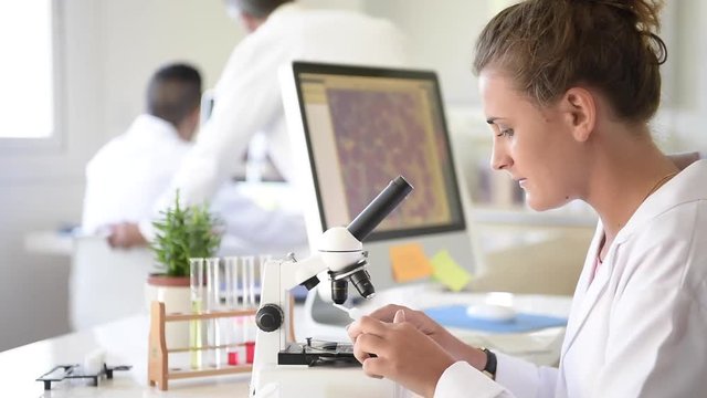 Young student in biology training course