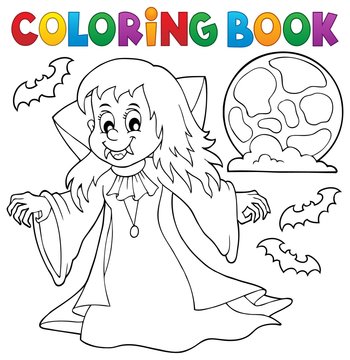 Coloring book vampire girl theme 1