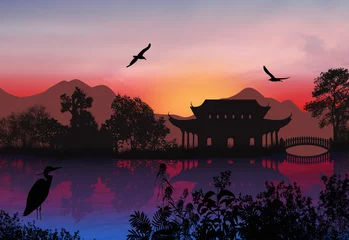 Fototapete Aubergine Schöne asiatische Landschaft  © Balint Radu