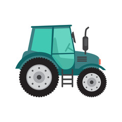 Obraz premium Green tractor on white background. Farming and agriculture equip