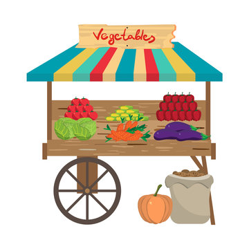 Local farmers market. Seller fresh natural product vegetables. V