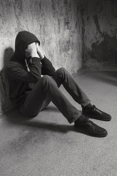 Teenage boy in a deep depression