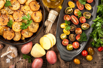 Roasted potato with cherry tomatoes