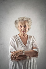 Classy grandmother wearing a white dress
