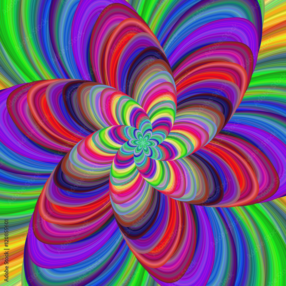 Poster multicolored abstract fractal spiral background