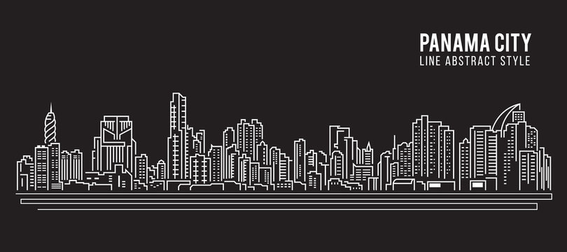 Cityscape Building Line art Vector Illustration design - Panama city
