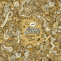 Doodles abstract decorative Easter vector frame