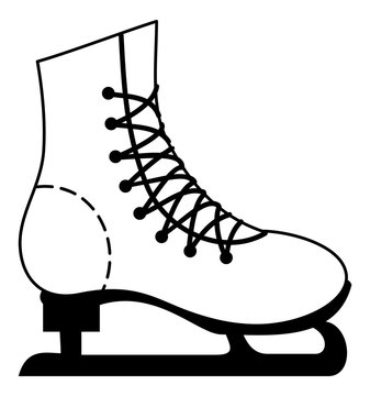 Ice skate boots contour. Vector clip art.