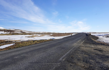 Beautiful road with landscape in Reykjavik City, the capital of