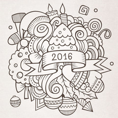 2016 New year doodles elements background