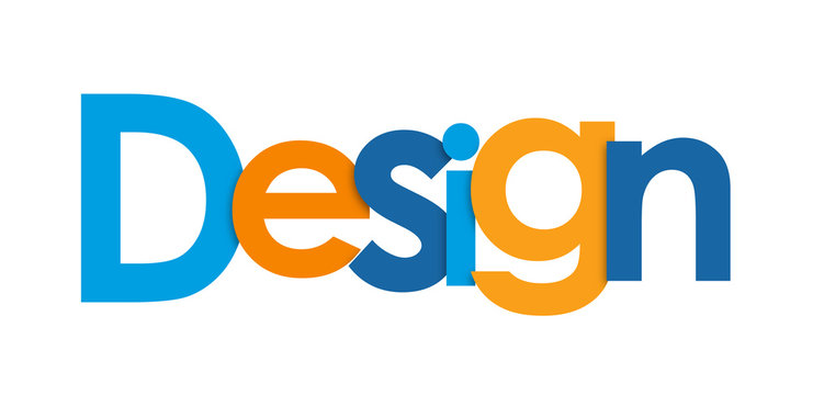 "DESIGN” overlapping vector letters icon  