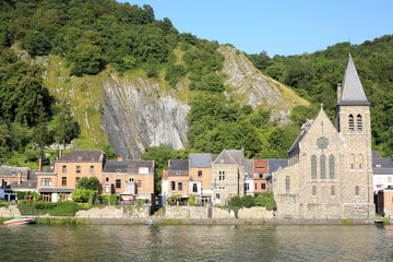 Village on the riverbank of the river Meuse in Belgium