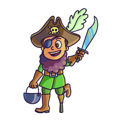 Happy halloween. Cartoon cute child in costume pirate
