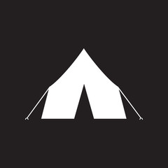 flat icon in black and white style camp tourist tent 