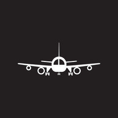 flat icon in black and white style travel airplane 