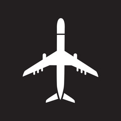 flat icon in black and white style travel airplane 