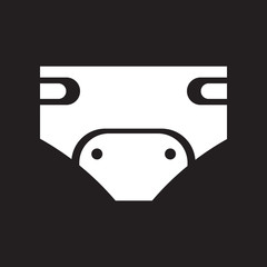 flat icon in black and white style diapers
