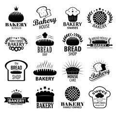 Bakery vintage design elements, logos set.
