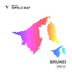Fototapeta na wymiar Map Of Brunei Dotted Vector,Abstract computer graphic colorful